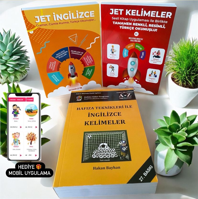 Jet Ingilizce , Jet Kelimeler  , Hafıza Teknikleri Ile Ingilizce ( Mobil Uygulama) (SÜPER 3LÜ)