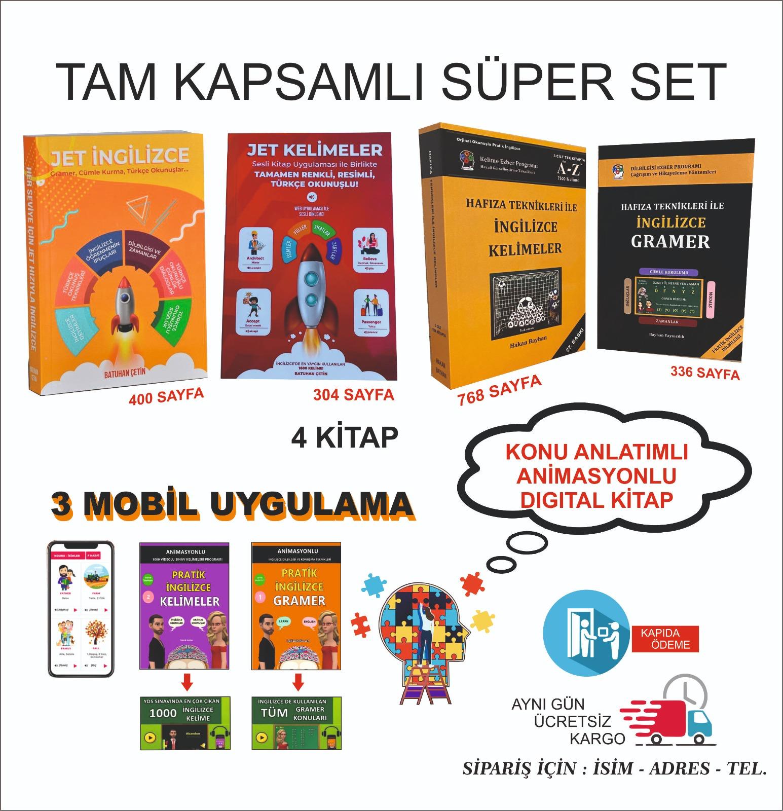 Hafıza Teknikleri ve Jet İngilizce Eğitim Seti - 4 KİTAP 3 MOBİL UYGULAMA